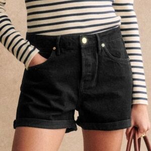 Sezane Niels Black Denim Women's Shorts
